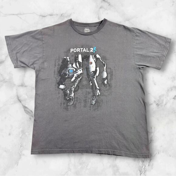 Vintage Portal 2 ATLAS & P-body Promo Shirt Size LARGE Jinx Gaming Official - Picture 1 of 3